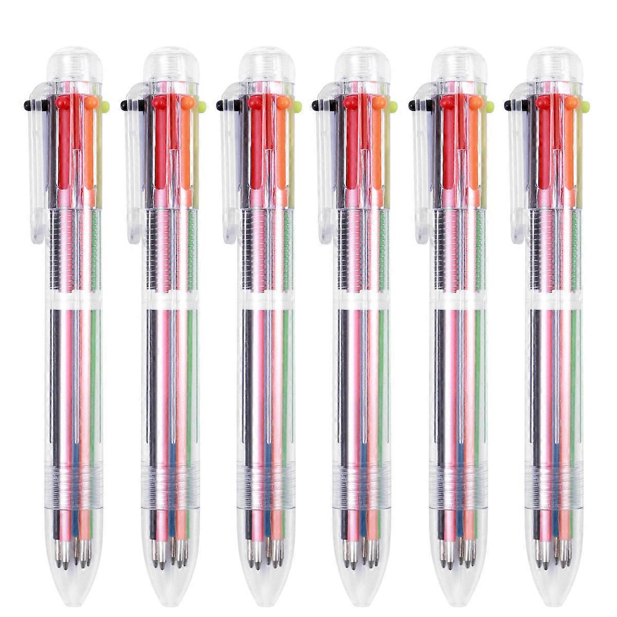 Schreibschrift Kugelschreiber Sechsfarbiger Kugelschreiber Schreibwaren Versorgung Verschiedene Farbe Glattes Schreiben 6Pcs
