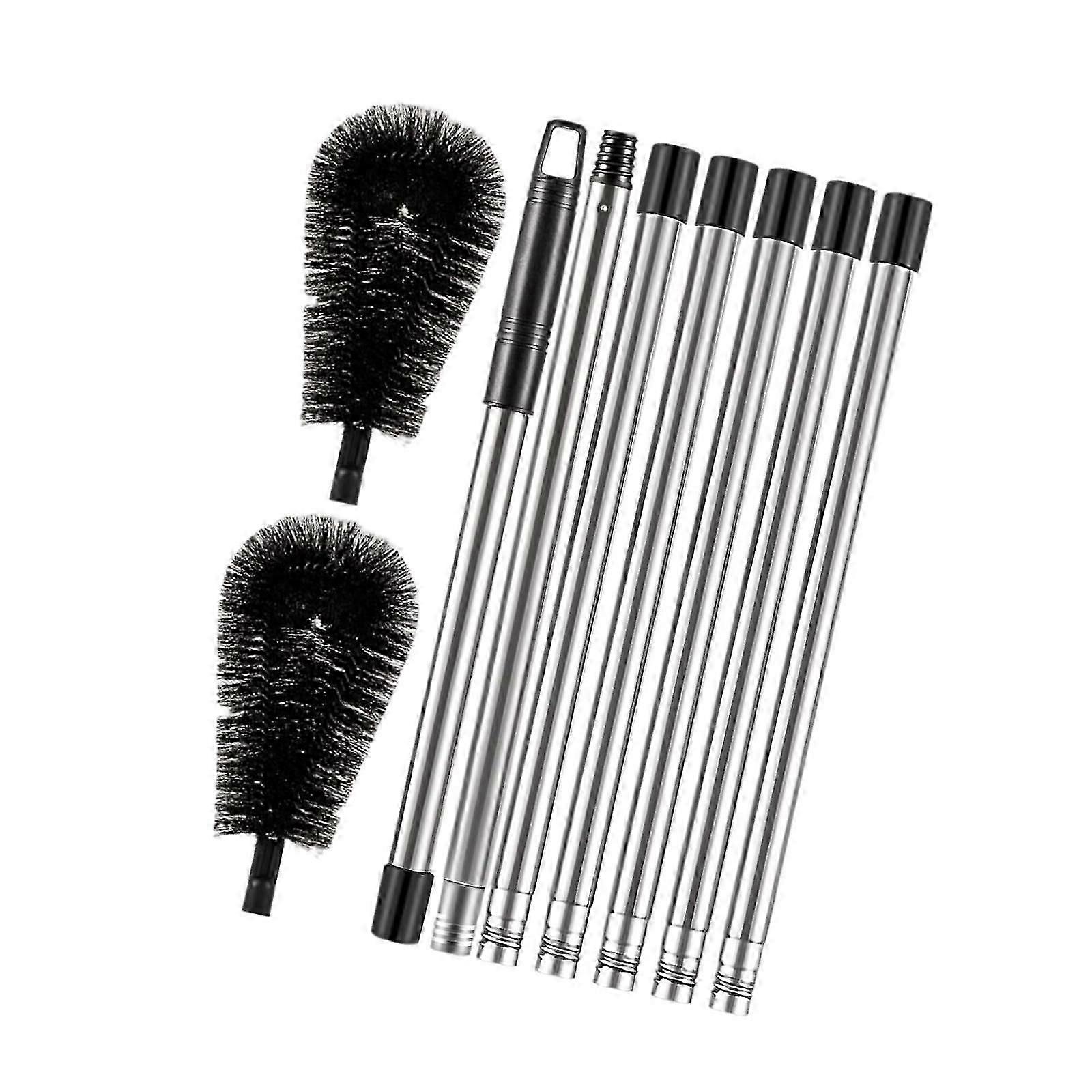 Gutter Cleaning Brush Adjustable Length 2 Brush Heads Extendable from Ground 6 sections