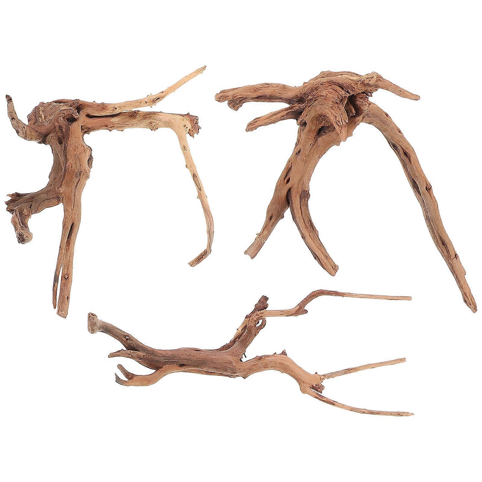 3Pcs Natural Driftwood Decorations for Fish Tanks and Reptile Habitats
