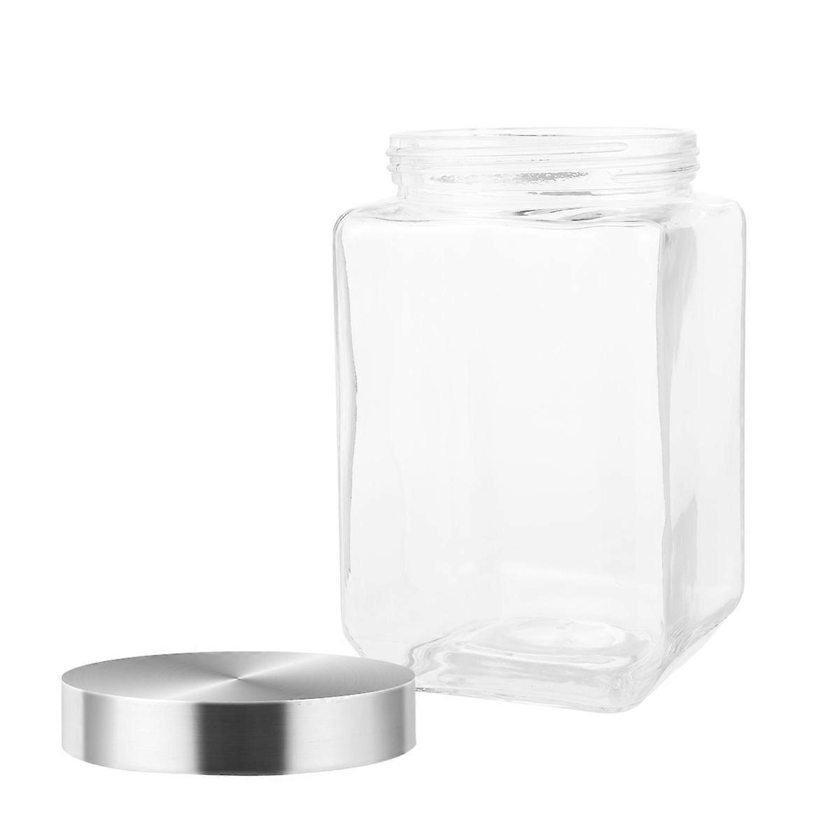 Clear Glass Container Food Storage Jars With Lids 11x11x22 Cm 1Pc