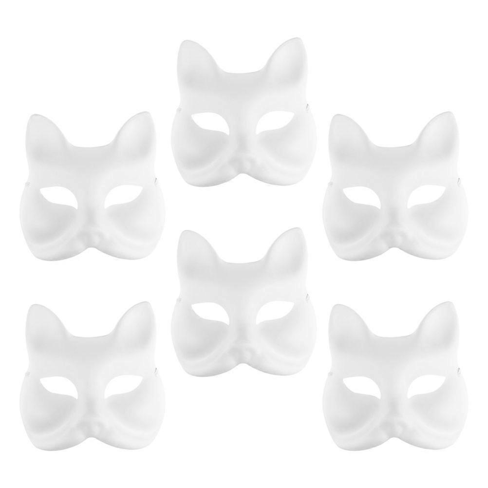 DIY Animal Cosplay Mask Blank Mask For Cosplay Party Unpainted Design 6Pcs White Paper