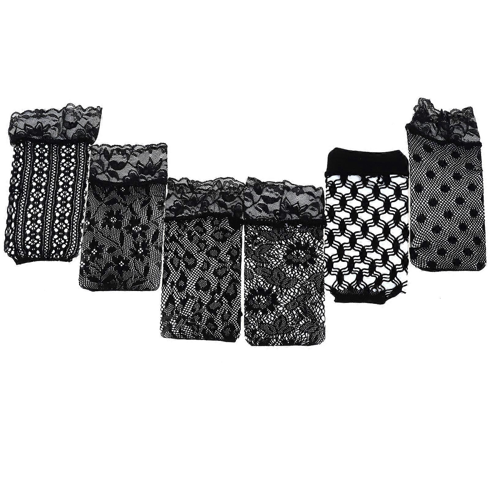 Lace Anklet Socks Lace Socks Mesh Lace Black Breathable Silky Ankle Length 6Pairs