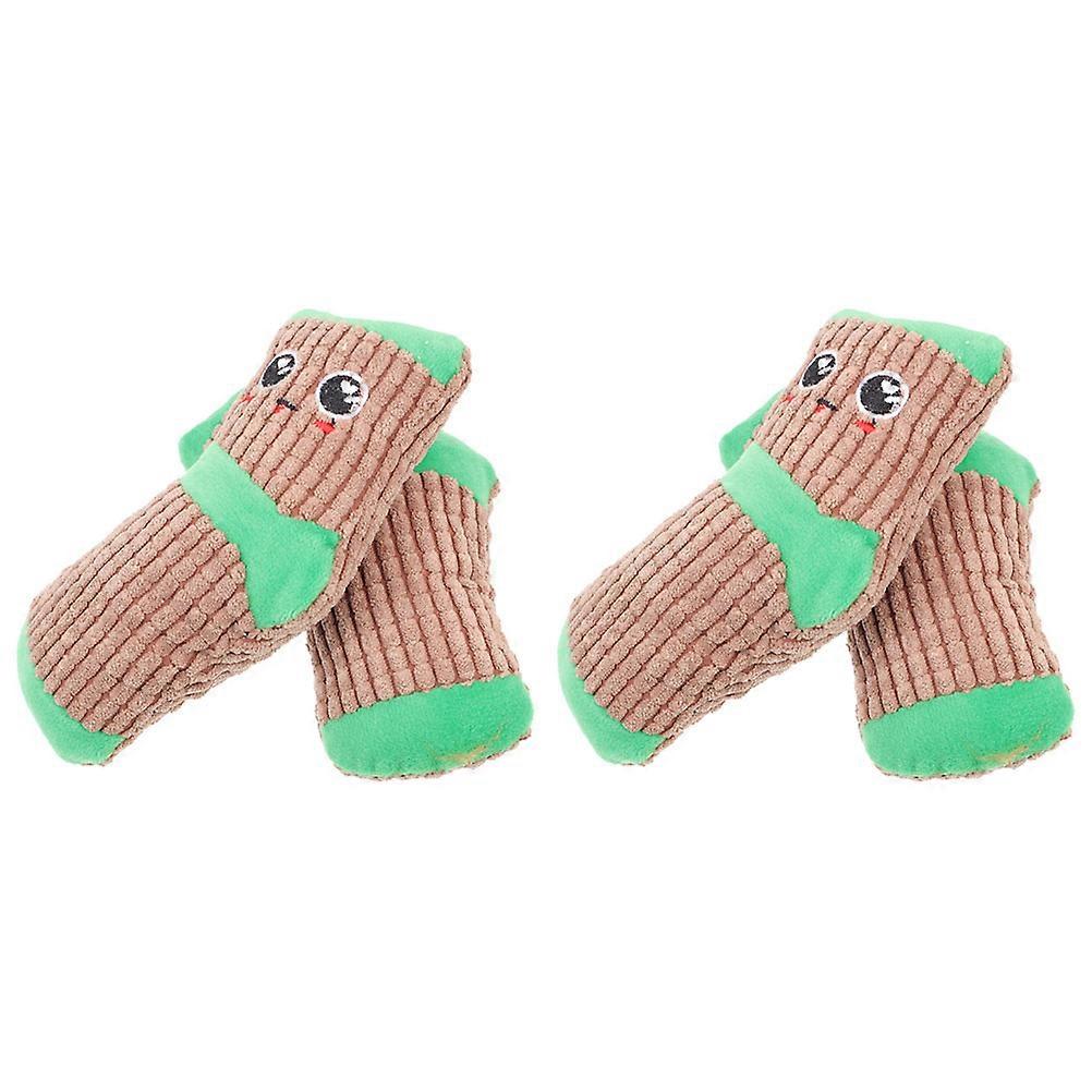 2 Pairs Cartoon Squeaky Dog Socks Interactive Chew Toy for Dogs, Comforting Pet Diversion for Playtime with Puppies