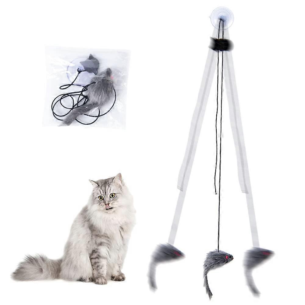 Interactive Cat Toy Plush Simulation Mouse Door Hanging Bouncing Retractable Plush Mouse For Door Frame Cat Toy