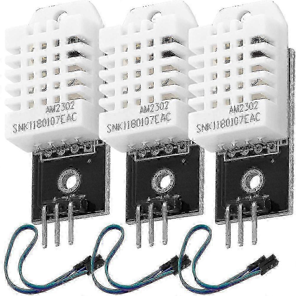 3-Pack DHT22 Temperature & Humidity Sensor Modules with Cable - Includes E-Book Guide for Easy Setup and Usage