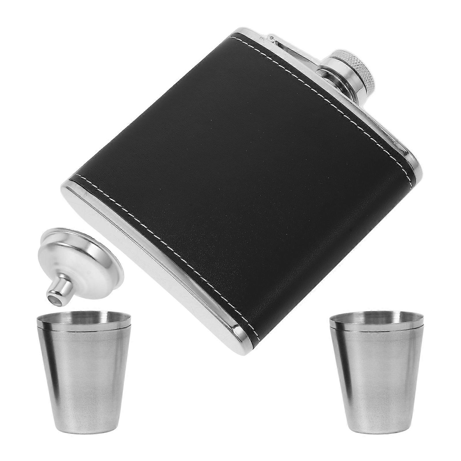 Hip Flask And Funnel Portable Wine Flask Set For Camping Outdoor Enthusiasts Compact Sleek Stainless Steel 1Set