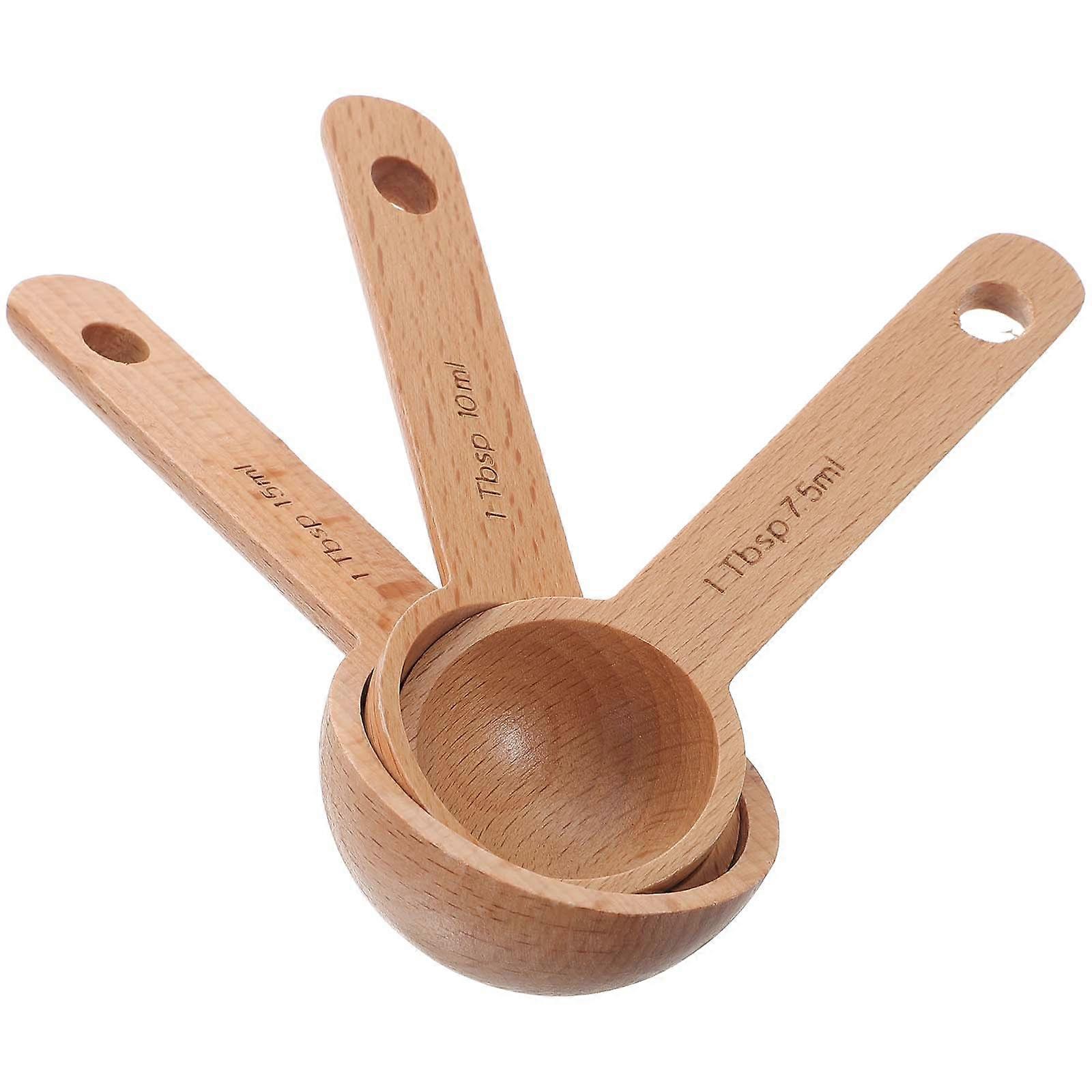 Wooden Coffee Scoop Khaki Color for Home Use with Excellent Craft and 3Pcs