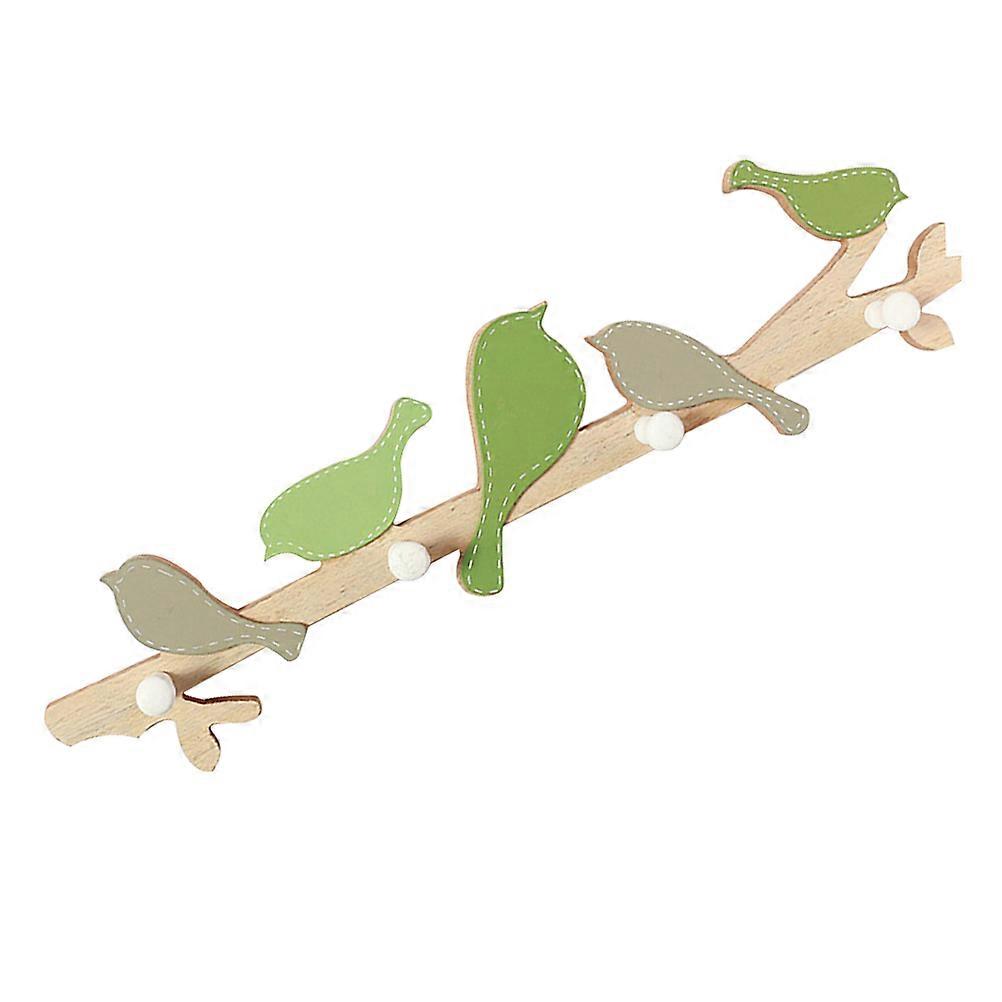 Bird Shaped MDF Wall Mount Coat Hook with 4 Hooks for Hanging Clothes Accessories in Green