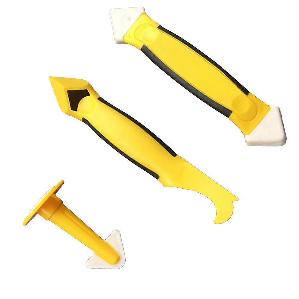 3 in 1 Caulking Tool Set for Caulk Sealant Finishing Remover for Bathroom Kitchen Room Yellow