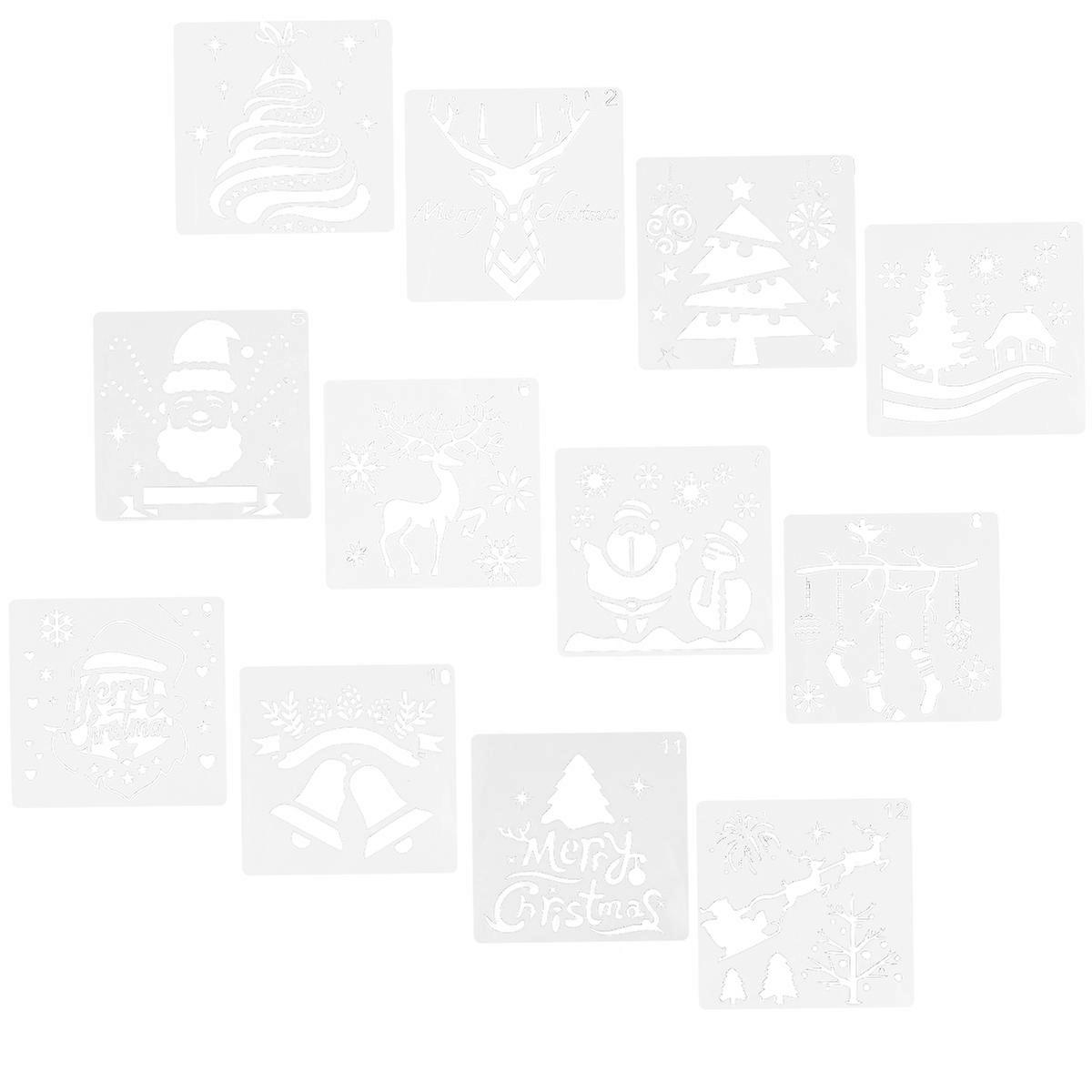 Craft Stencil Template Painting Template Art Projects PP Material 12Pcs