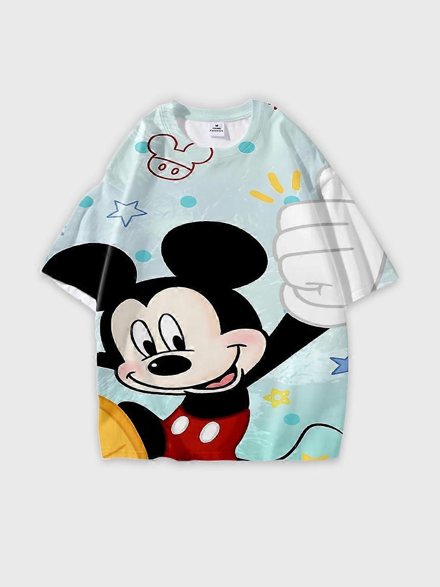 T-shirt girocollo Cartoon Pattern manica corta sciolta D1720