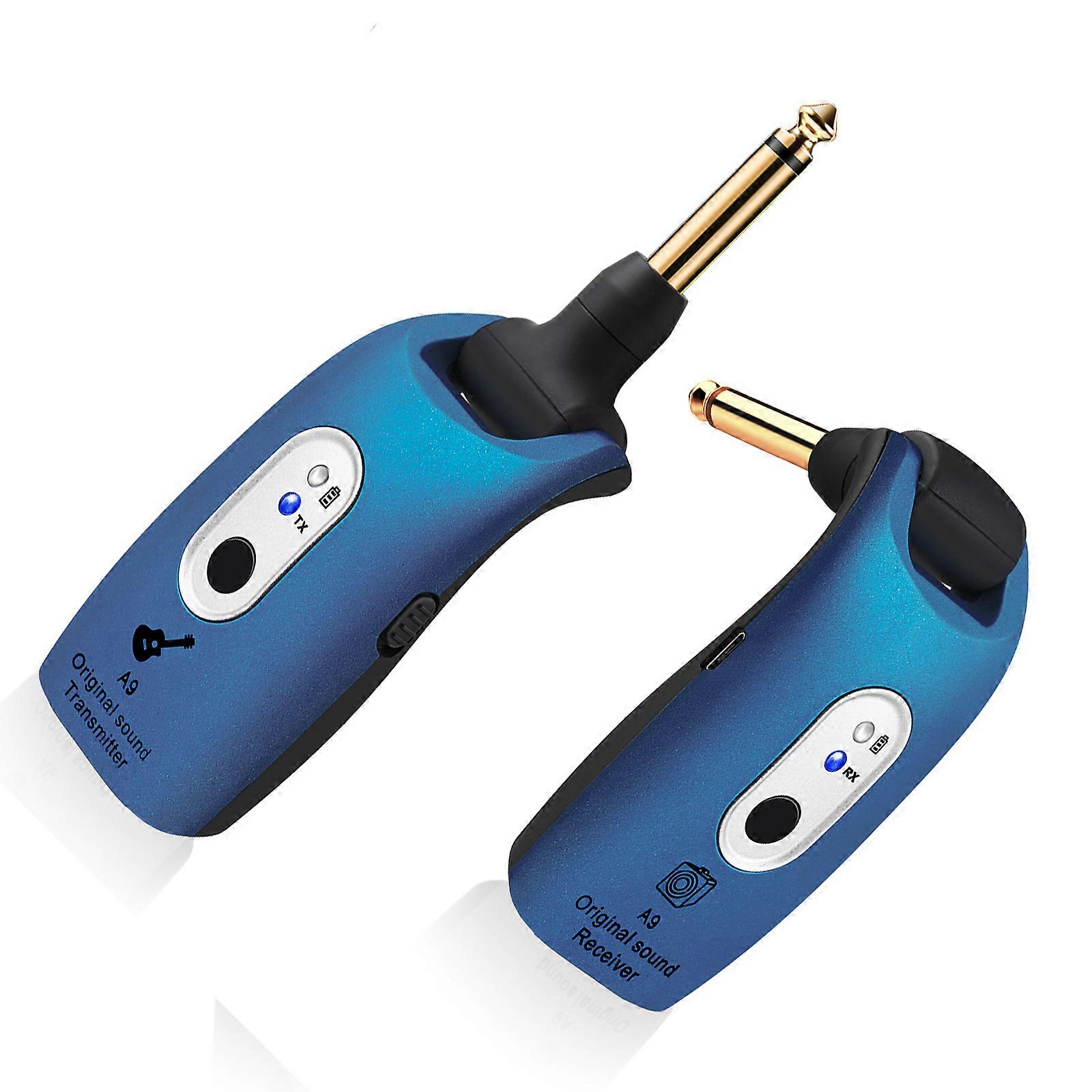 Rechargeable Wireless Guitar Transmitters Receiver 2.4GHz Wireless Guitar Systems for Electronic Instrument Low Delay Blue