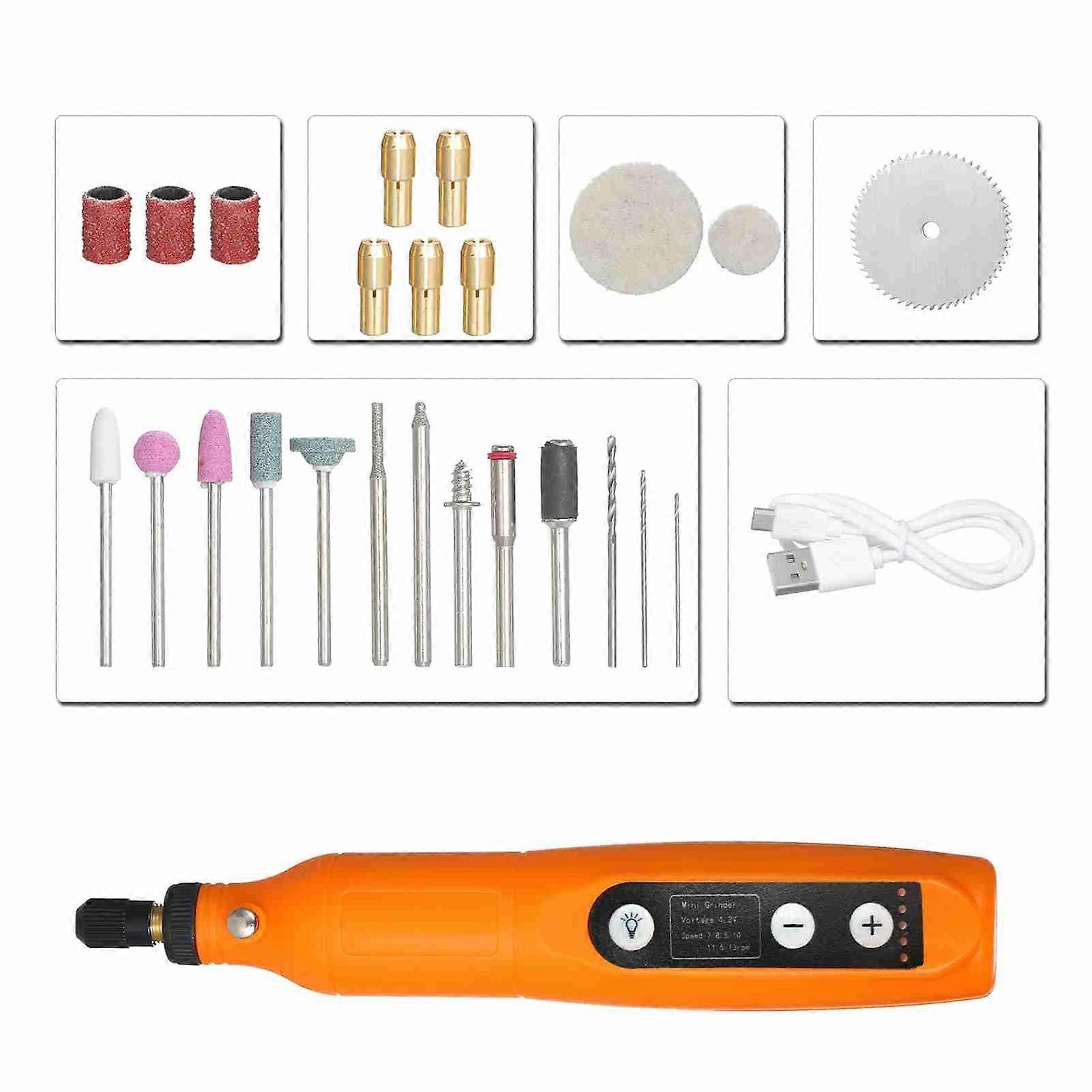 Small Electric Grinder 5 Speed Adjustment Mini Handheld Rechargeable Grinding Machine for Jade Carving Grinding Polishing