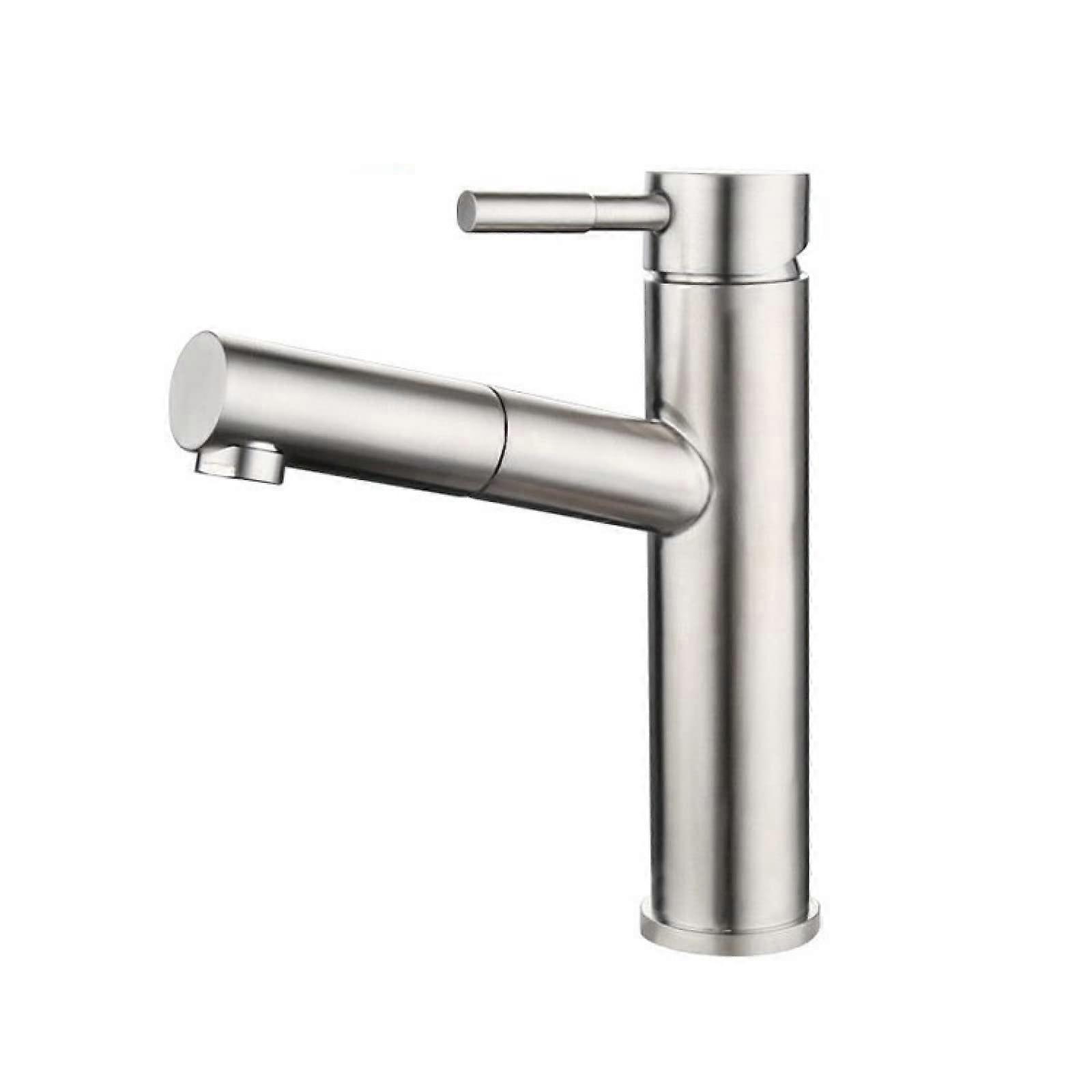 Brushed Nickel Pull Out Bathroom Faucet 360° Rotatable Single Handle Basin Mixer Tap Pull Down Bathroom Faucet
