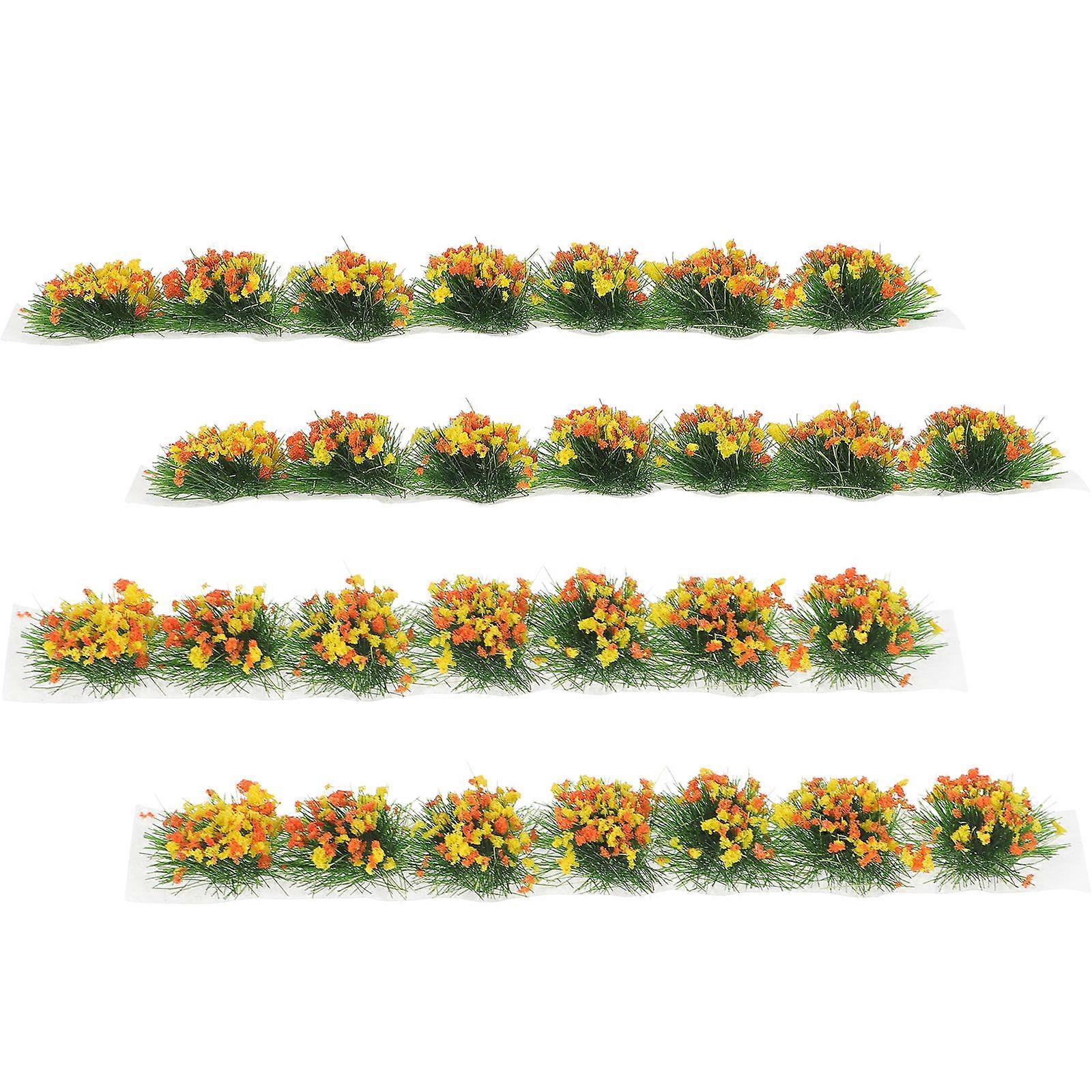 4Pcs Miniature Flower Cluster Models Assorted Color Decorative Effect For Architectural Modeling Railway Layout Mini Garden