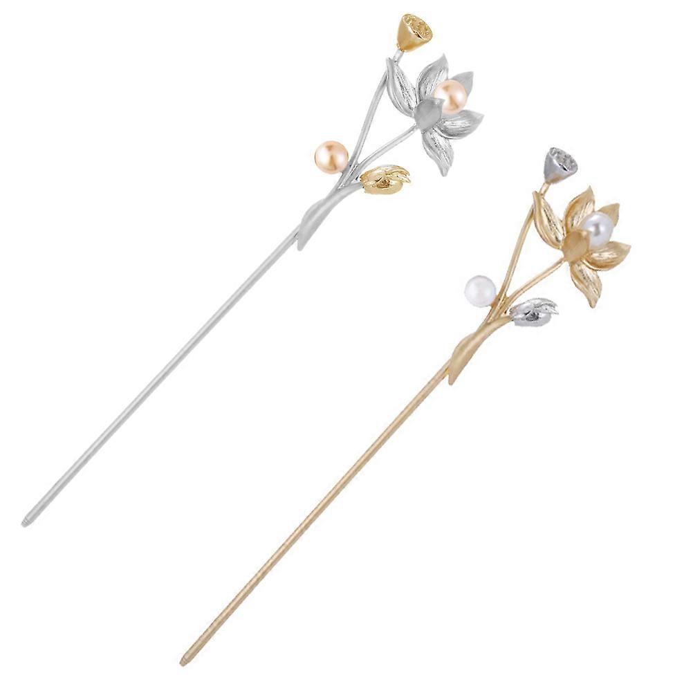Elegant Retro Hairpins Set Of 2Pcs Crafted For Hair Ornamentation In Assorted Color Perfect For Various Occasions