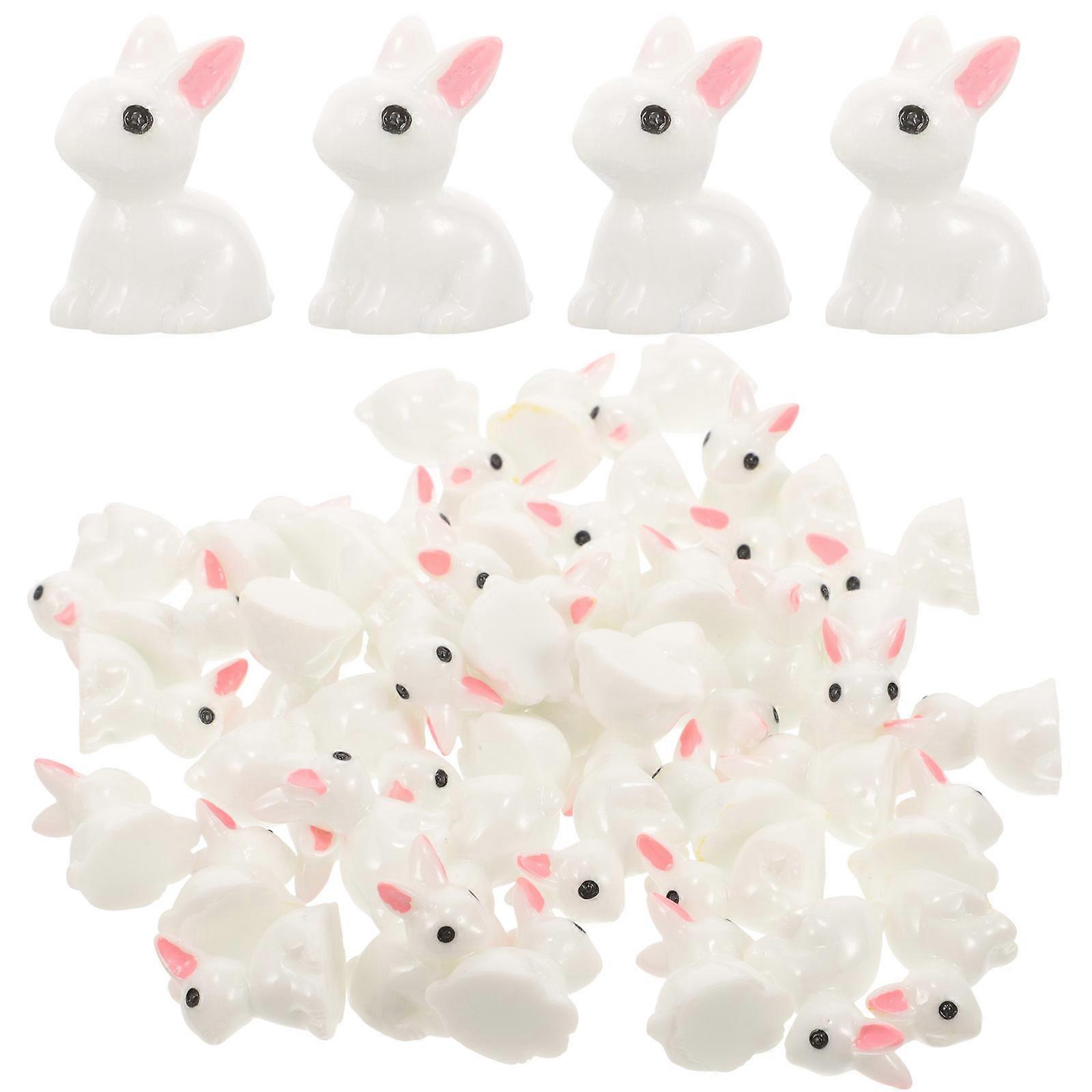 White Mini Rabbit Decorations Made of Resin for Bonsai and Home Table Decoration 100pcs
