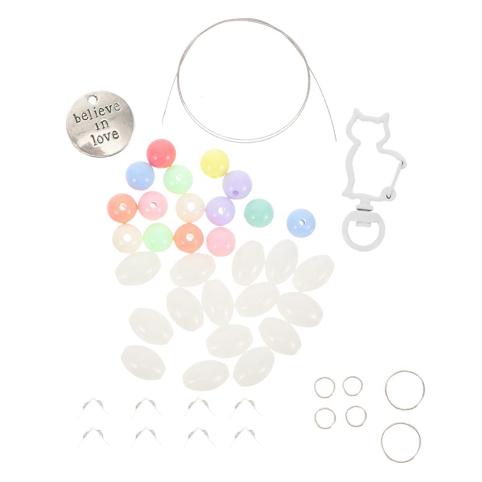Creative DIY Keychain Kit with Assorted Color Acrylic and Metal Beads for Crafting Projects and Gifts