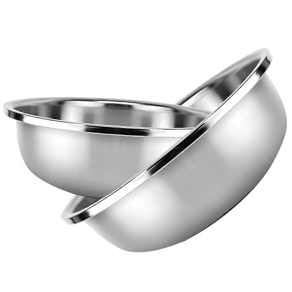Large Stainless Steel Mixing Bowl for Kitchen Use Silver Smooth Edges 2Pcs widened collision resistant