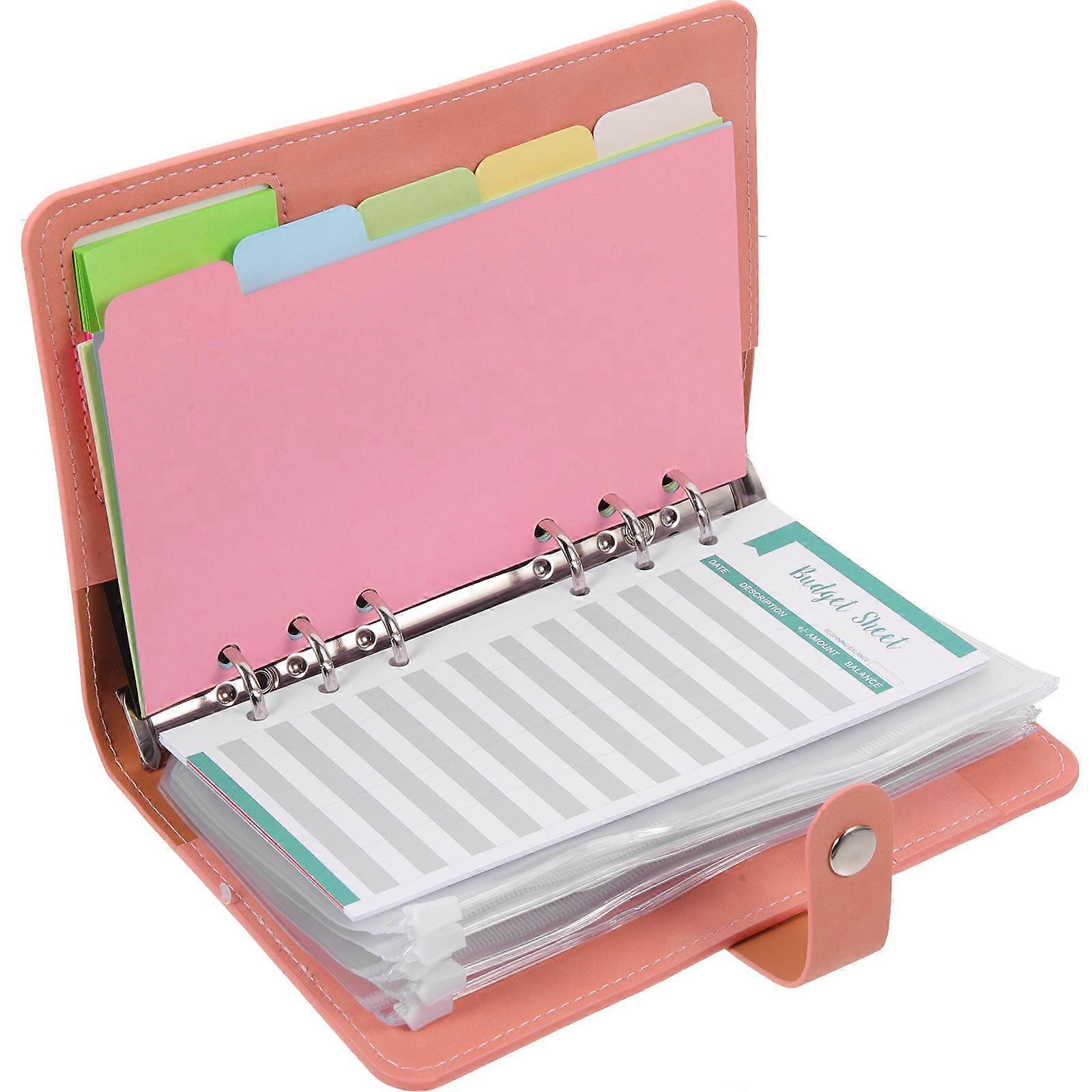 Portable Budget Notebook with Money Recording Sheets for Expense Tracking and Office Use Pink Paper
