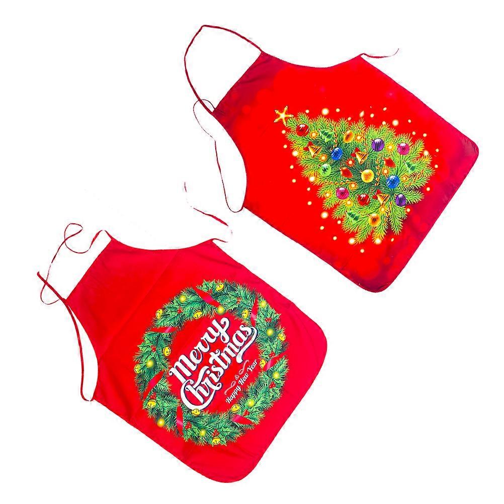 Christmas Kitchen Aprons Soft Wreath & Tree Design Cooking Aprons for Adults Holiday, Home, and Restaurant Use