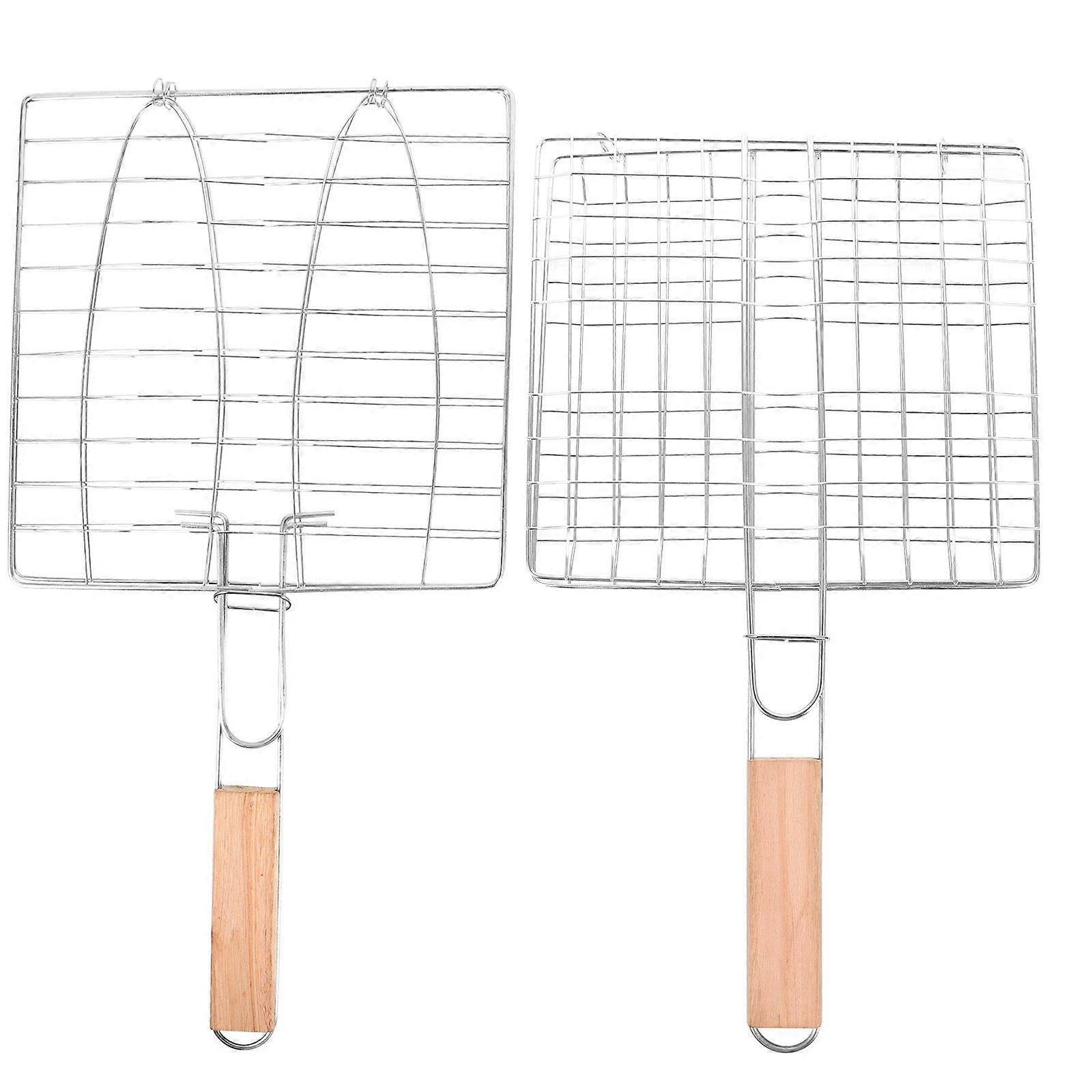 2pcs BBQ Clip Barbecue Grill Basket Multi Functional Fish Grilling Net
