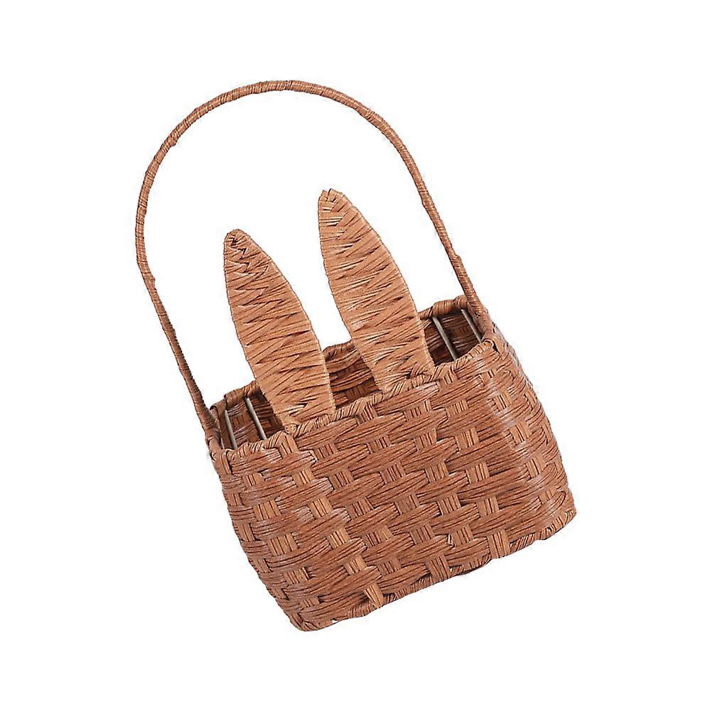 Picnic Basket Sundry Basket Outdoor Picnic Food Storage Chocolate 32.00X20.00X16.00CM Iron Material 1Pc