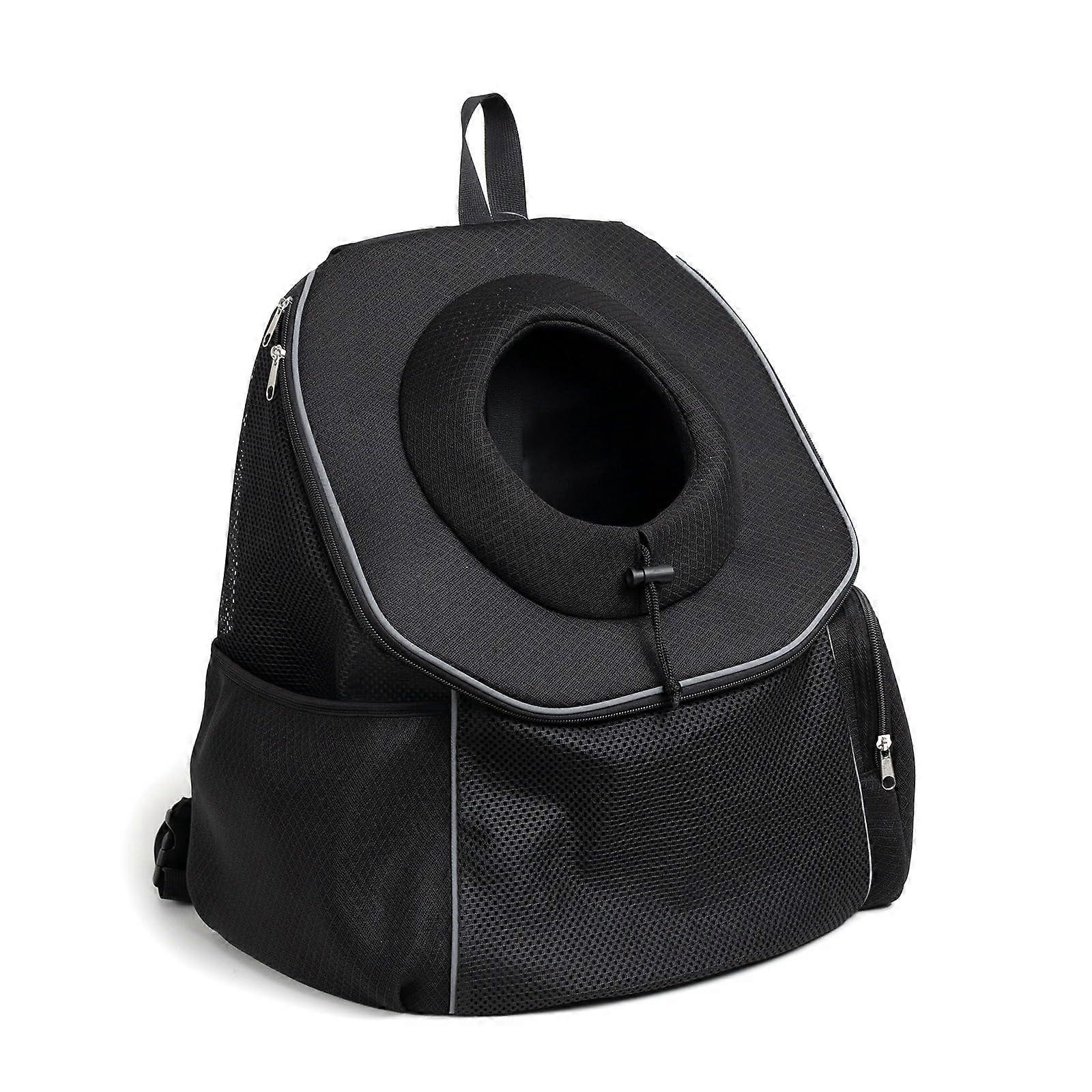 Pet carrier backpack with adjustable opening, breathable mesh fabric, multiple pockets, blackpurple (purple)