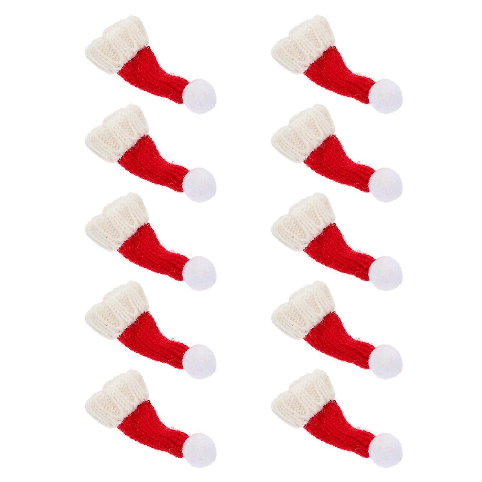 Small Wool Knitted Miniature Doll Hats For DIY Projects And Winter Activities In Red Color Suitable For Children 10Pcs