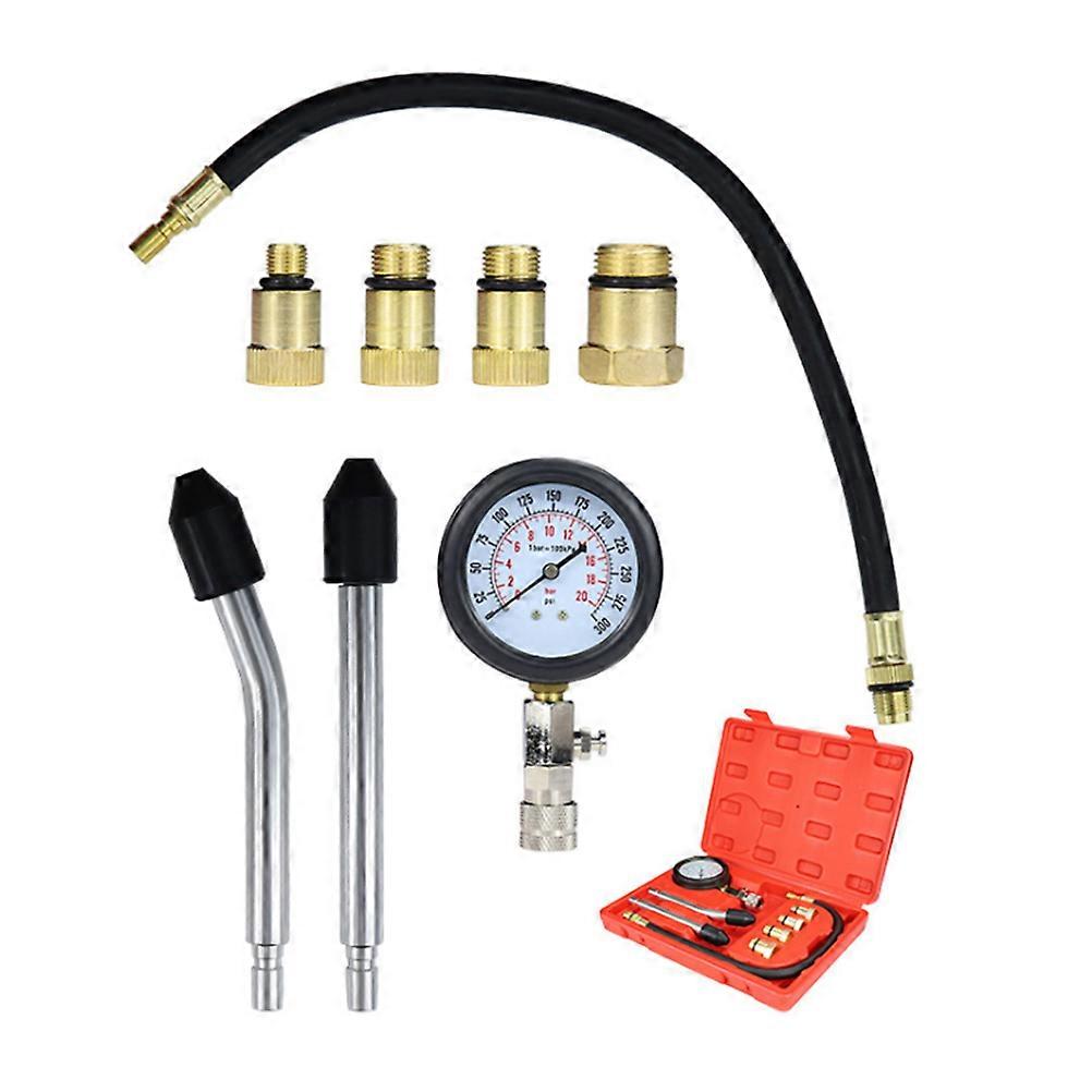 Engine Cylinder Pressure Tester With Red Adapter For Petrol Engines And Set