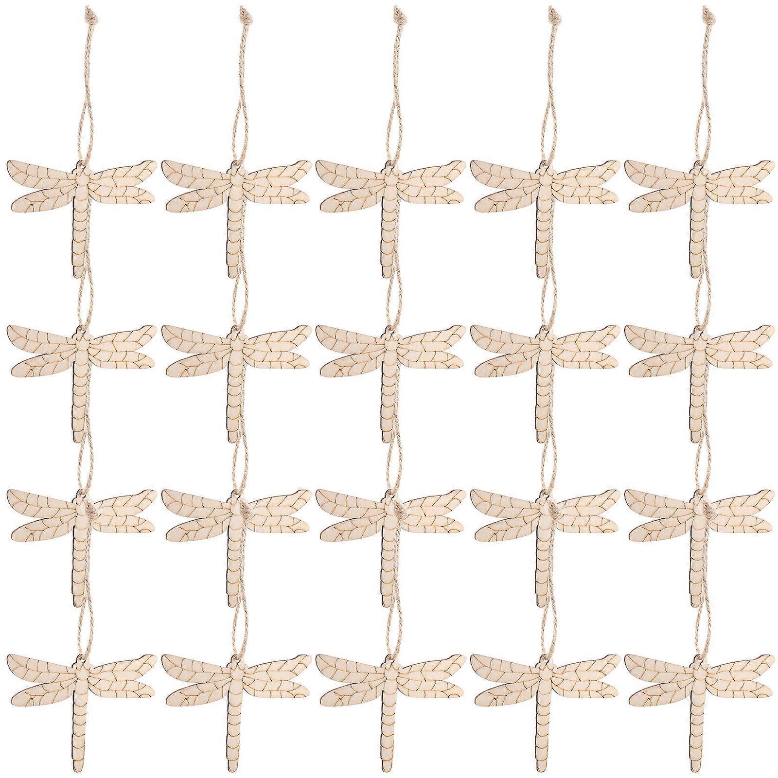Charming Wooden dragonfly Decorations for Kids Crafting Practical DIY Supply Khaki Color 20 Pieces