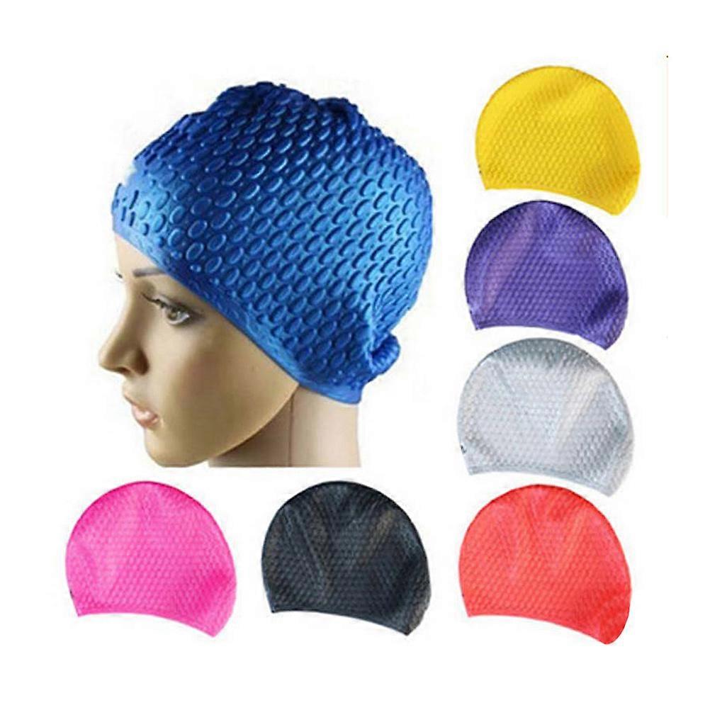 Practical Silicone Swim Cap for Women Waterproof Pool Hat for Long Hair and Ear Protection 1 Set Random Color