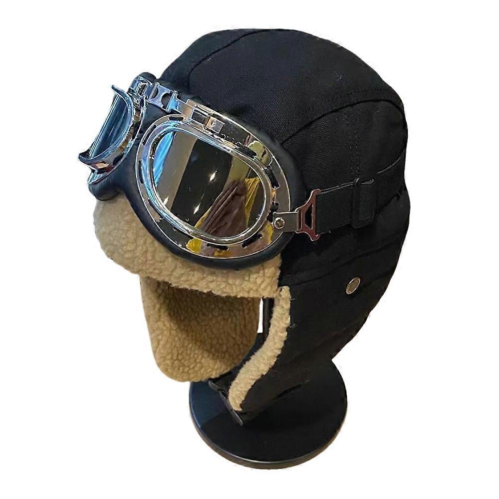 Aviator Hat Pilot Goggles Fur Ear Flaps Trooper Trapper Pilot Cap for Men Women