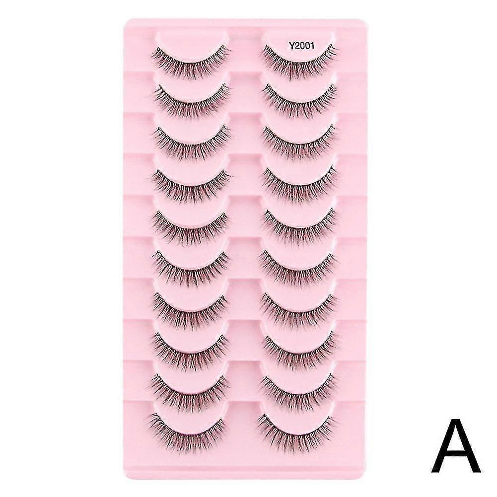10pairs Transparent Stem Fake Eyelashes, Simulating Natural Curling