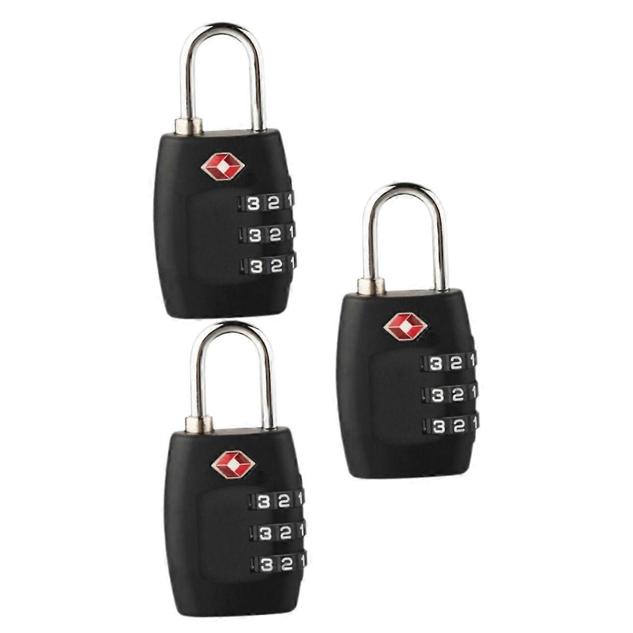 Luggage Locks - 3-Piece Set, Customizable Durable Polycarbonate Construction for Travel Bags and Backpacks, Easy to Use