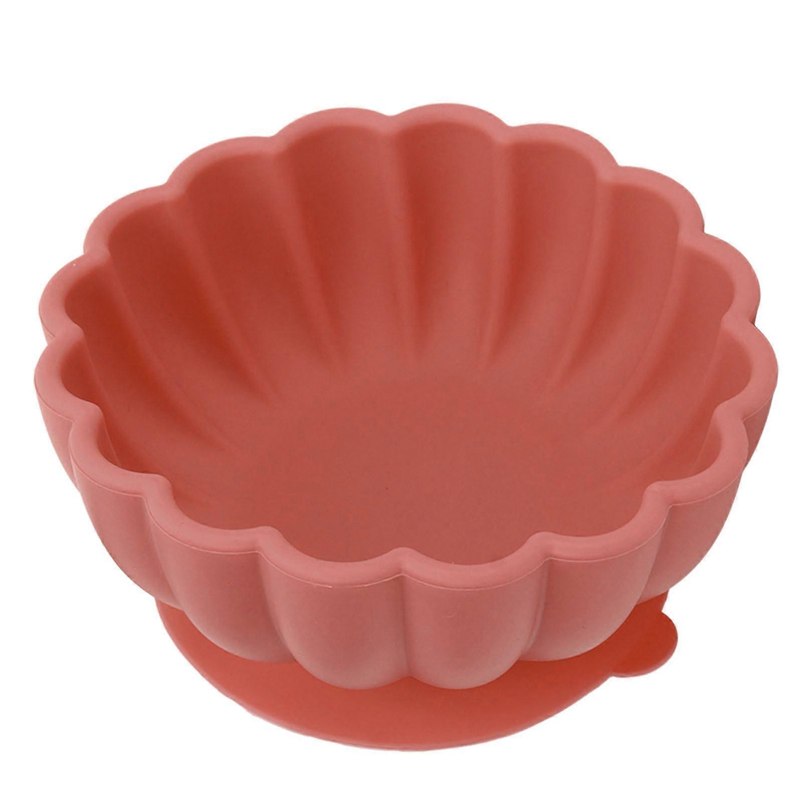 400ml Baby Suction Bowls Soft Silicone Drop Resistant Avoid Scald Steamable Baby Food Bowl with Suction for Babies Toddlers Brick Red