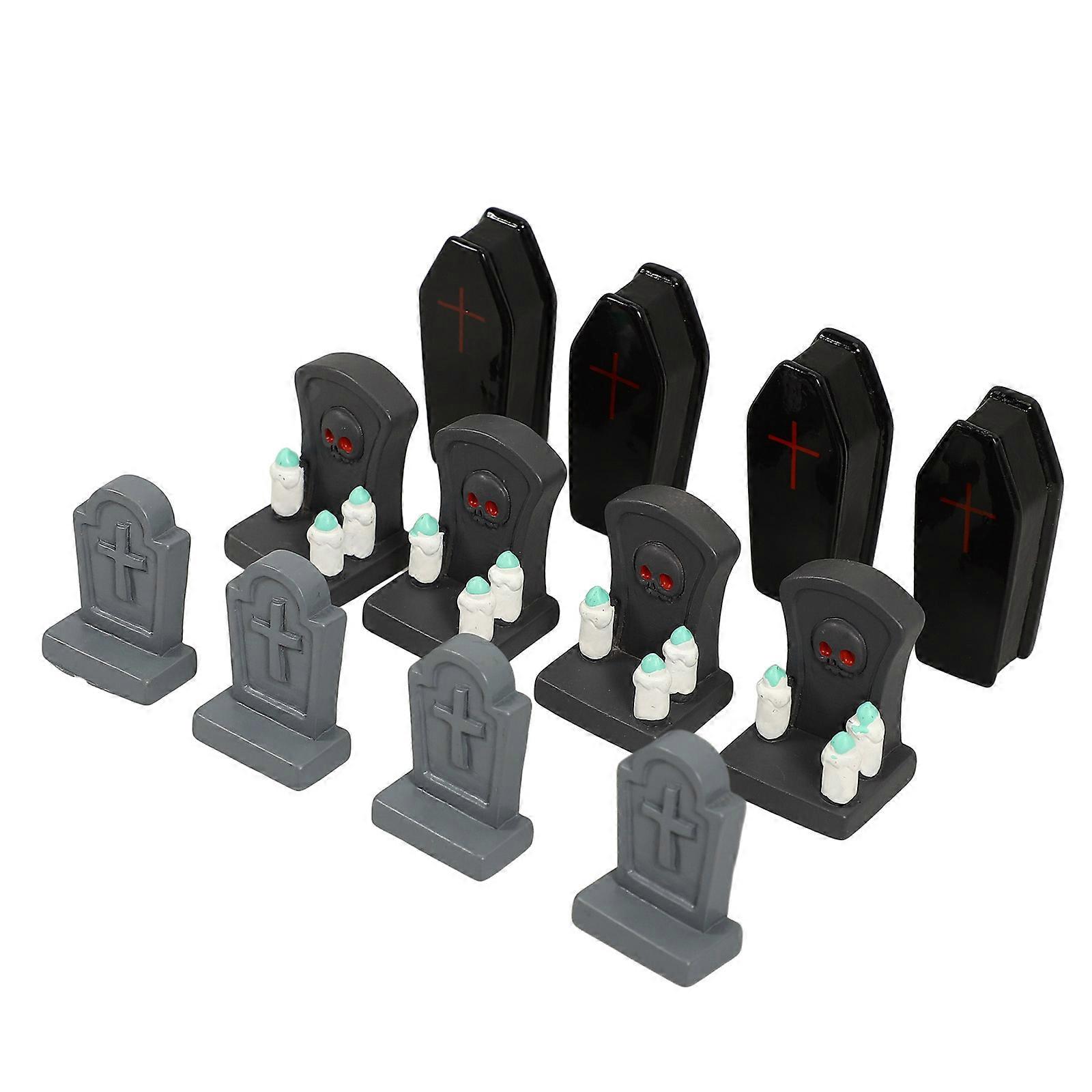 Assorted Color Resin Coffin Tombstone Ornament for Halloween 1Set