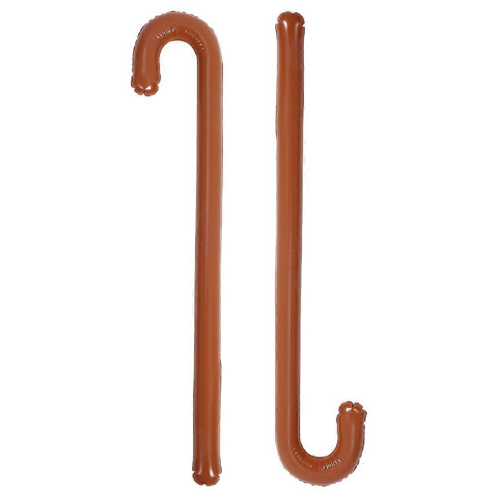 2pcs Inflatable Cane Blow Up Cane Party Decoration Funny Crutch Blowing Up Toy Cosplay Simulation Walking Stick Balloon Inflatable Walking Stick
