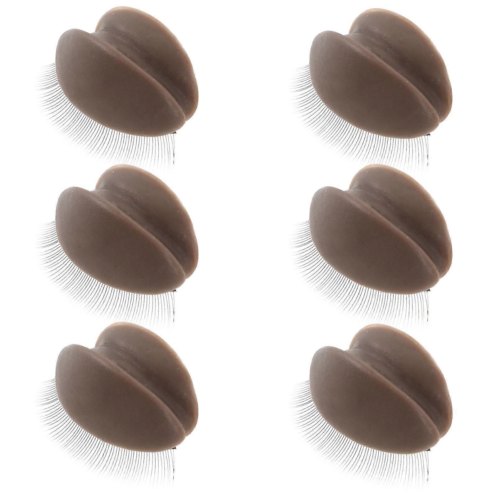 Realistic Removable Eyelids for Lash Extension Practice with Coffee Color and Plastic Fiber Material 6pcs