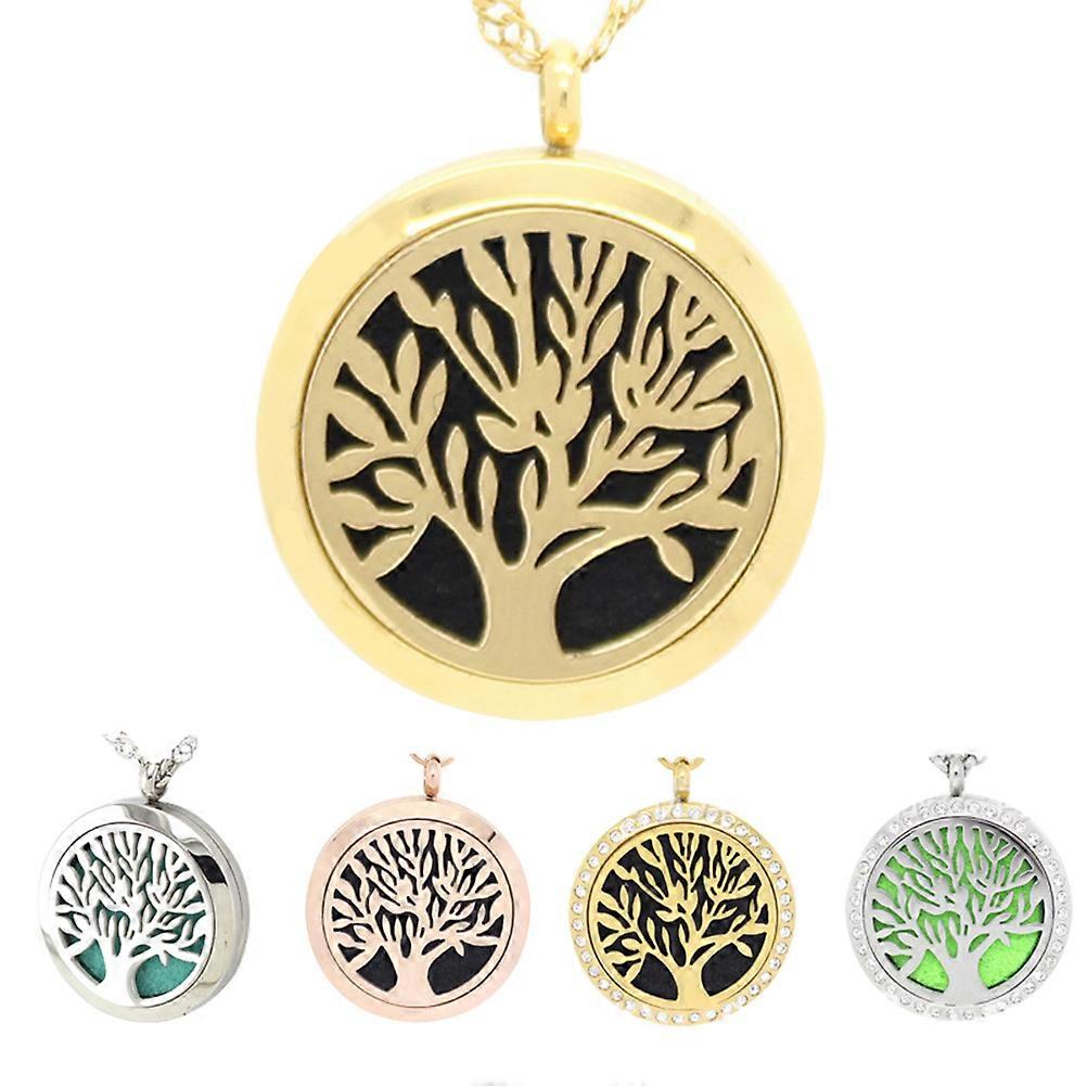 Life Tree Pendant, Aromatherapy Necklace with Refillable Locket for Essential Oils