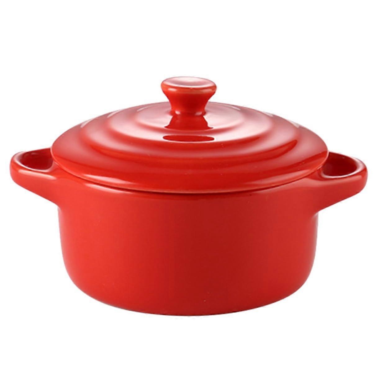 1 piece ceramic stew pot with double handles and lid, microwave safe for home use