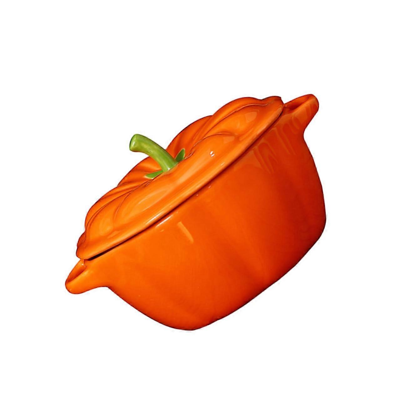 1 Piece Pumpkin Bowl With Sturdy Base For Home Cooking, Serving Stews, And Storing Spices, Durable And Shatterproof