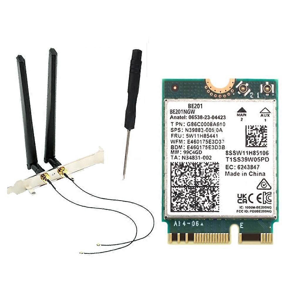 BE201 WIFI7 Card 8774Mbps Tri-Band BT5.4 WiFI 7 Wireless WIFI Card Module M.2 Cnvio3 for Win10/11 64-Bit+8DB Antennas