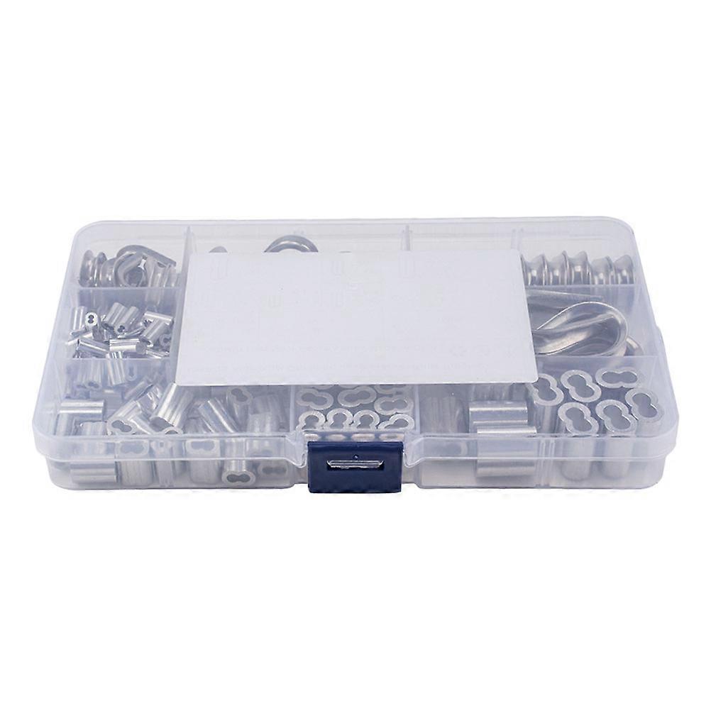 Aluminum Crimping Loop Sleeve 195Pcs Set Thimbles Accessories For Strong Cable Applications Smooth Surface