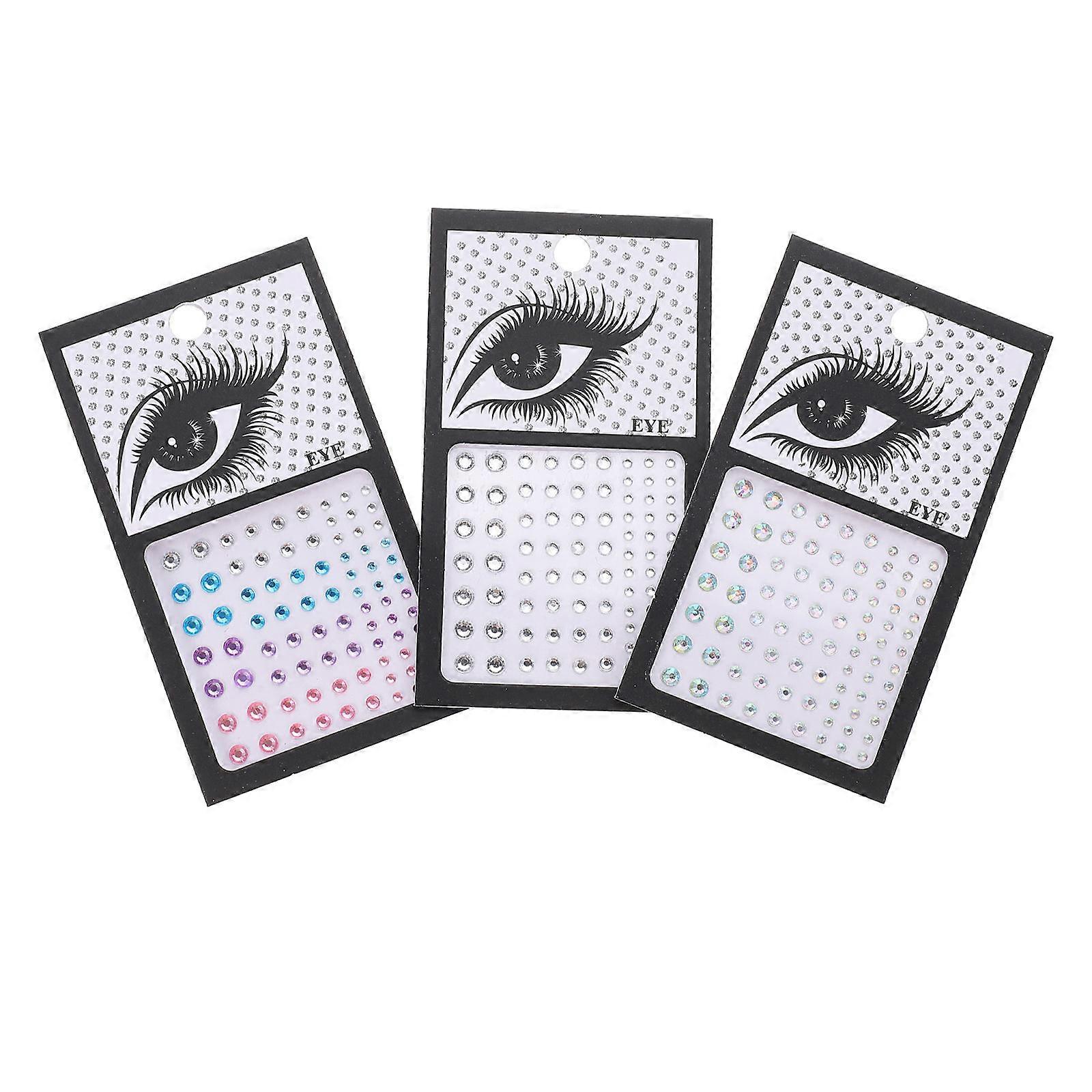 3 Sets Self Adhesive Face Gems Stickers Decorative Eye Rhinestone Jewels for Makeup, Body, Nails, Party & Crafts Reusable Multi Color Pearl Design