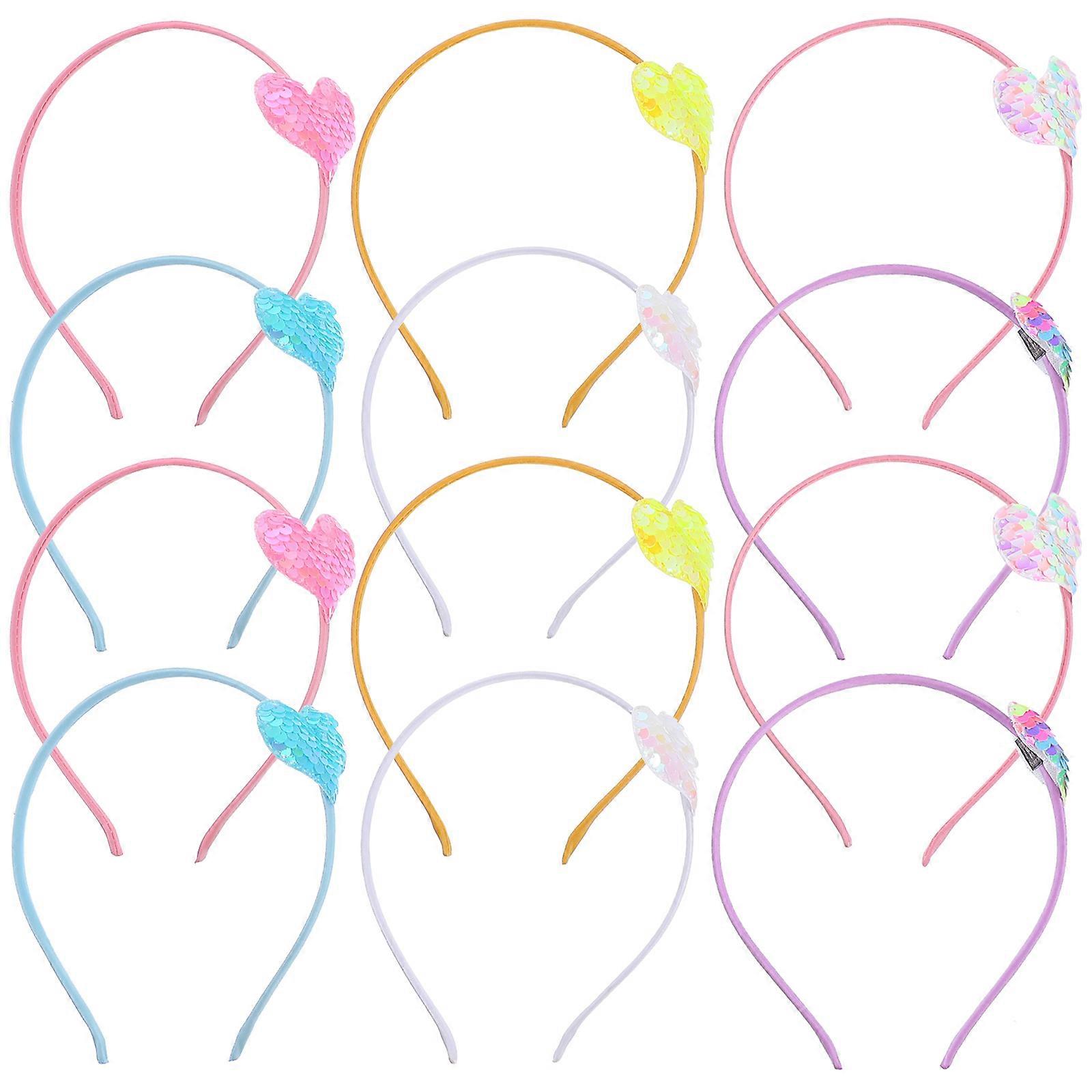Glitter Heart Headband for Kids in Assorted Colors Simple and Elegant for Birthday Parties 12 Pieces