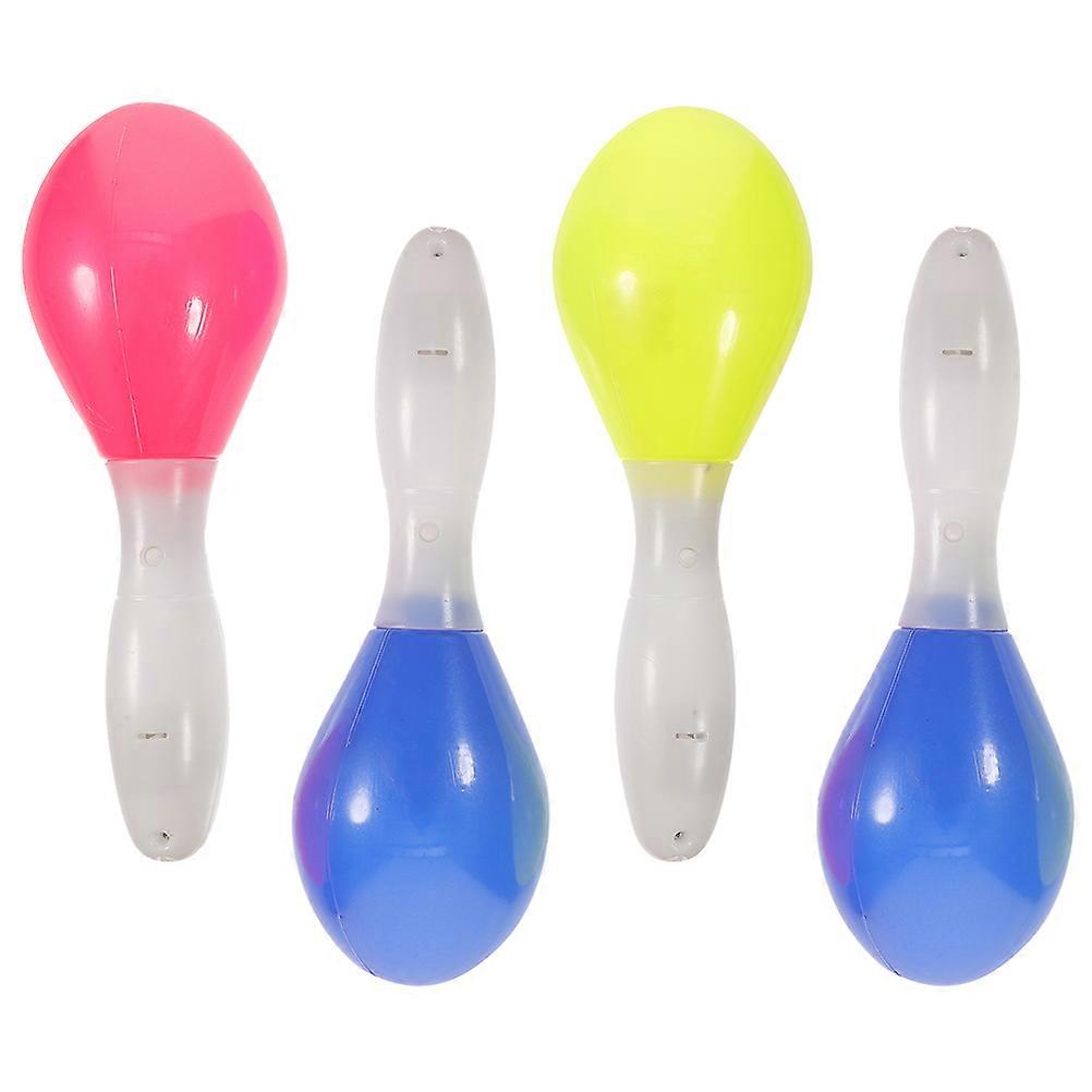 Flashing LED Maracas 4 Pcs Portable Music Festival Round Handle Lighting Effect Recreation Props