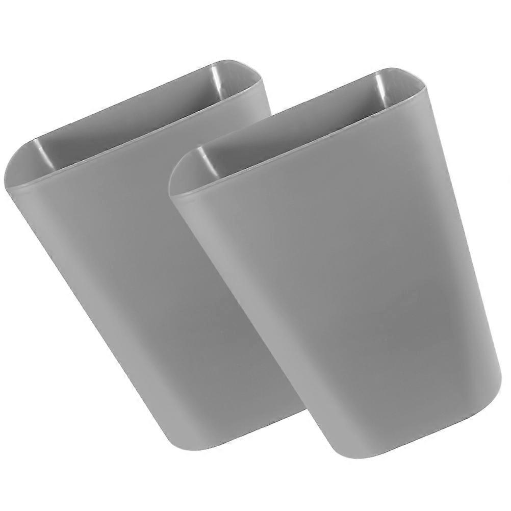Trash Can Set of 2 Compact Large Capacity Wastebasket for Office, Hotel, Home Use Easy Clean Organizing Bin in Grey