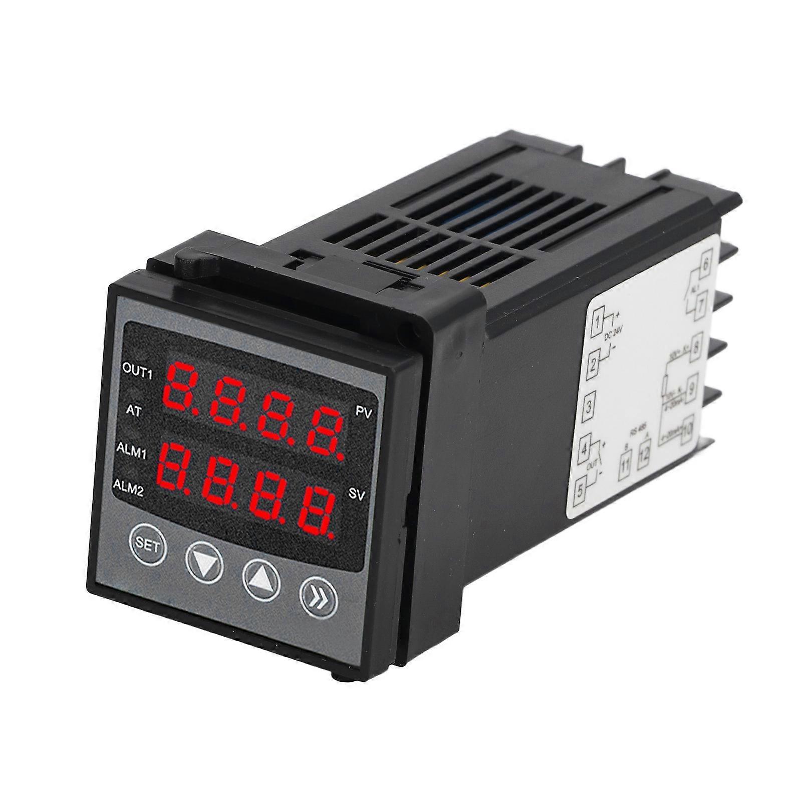 Digital Temperature Controller with Alarm Intelligent PID Control Dual Display Thermostat DC 24V 