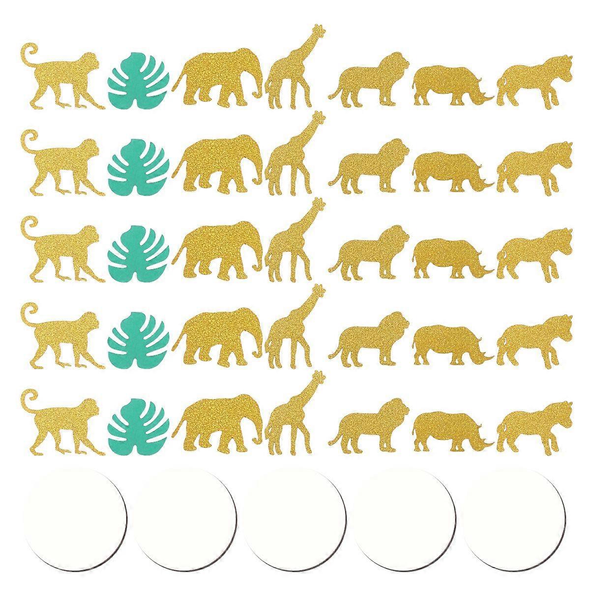 100pcsハワイアンジャングルテーマモンステラアニマルクリエイティブ紙吹雪デコレーション紙散らばり紙吹雪デコレーション誕生日パーティー用(ディスク付き)